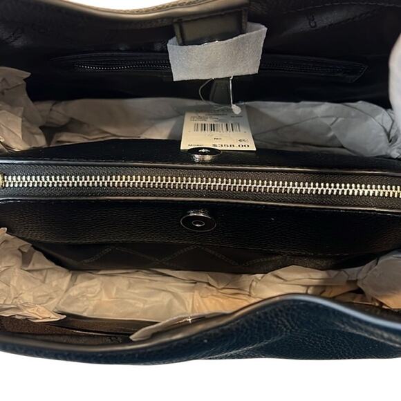 MICHAEL KORS Black "Rosemary" Large Pebbled Leather Shoulder Bag, Gold Hardware - Picture 8 of 8